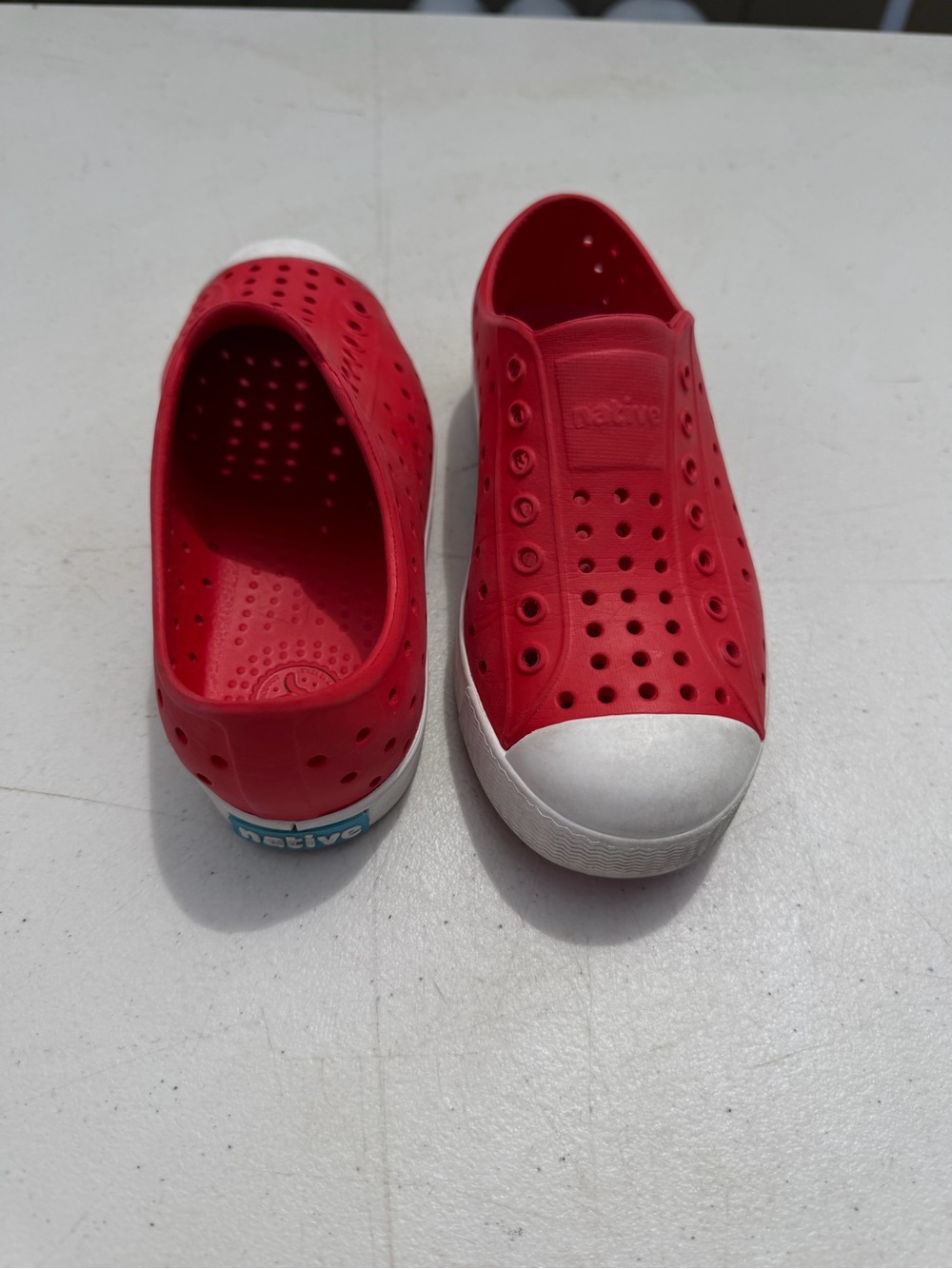 Native Kids Slip-On Water Shoes in Red with White Toe
